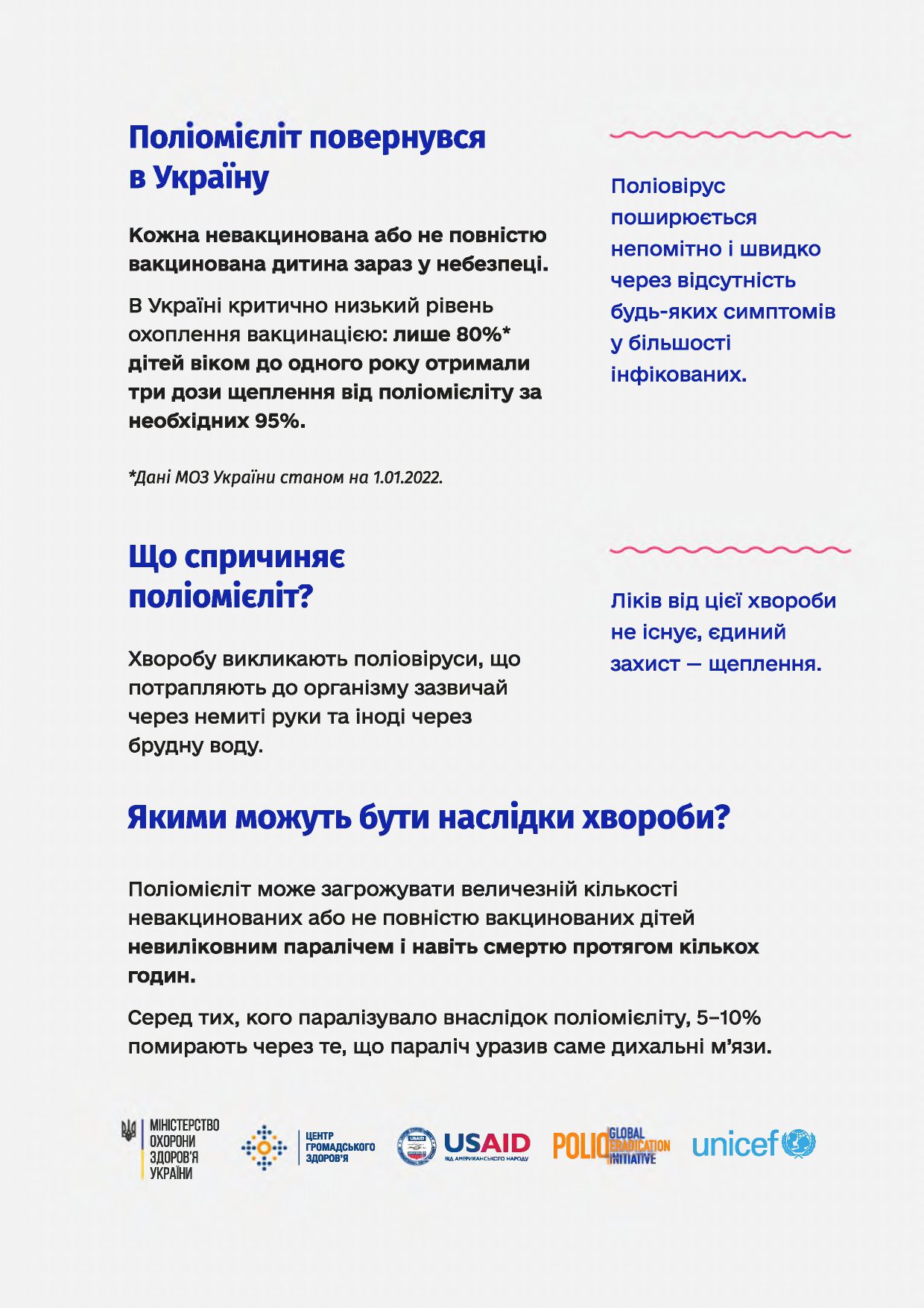 Захистіть дитину від невиліковного паралічу, спричиненого поліомієлітом!